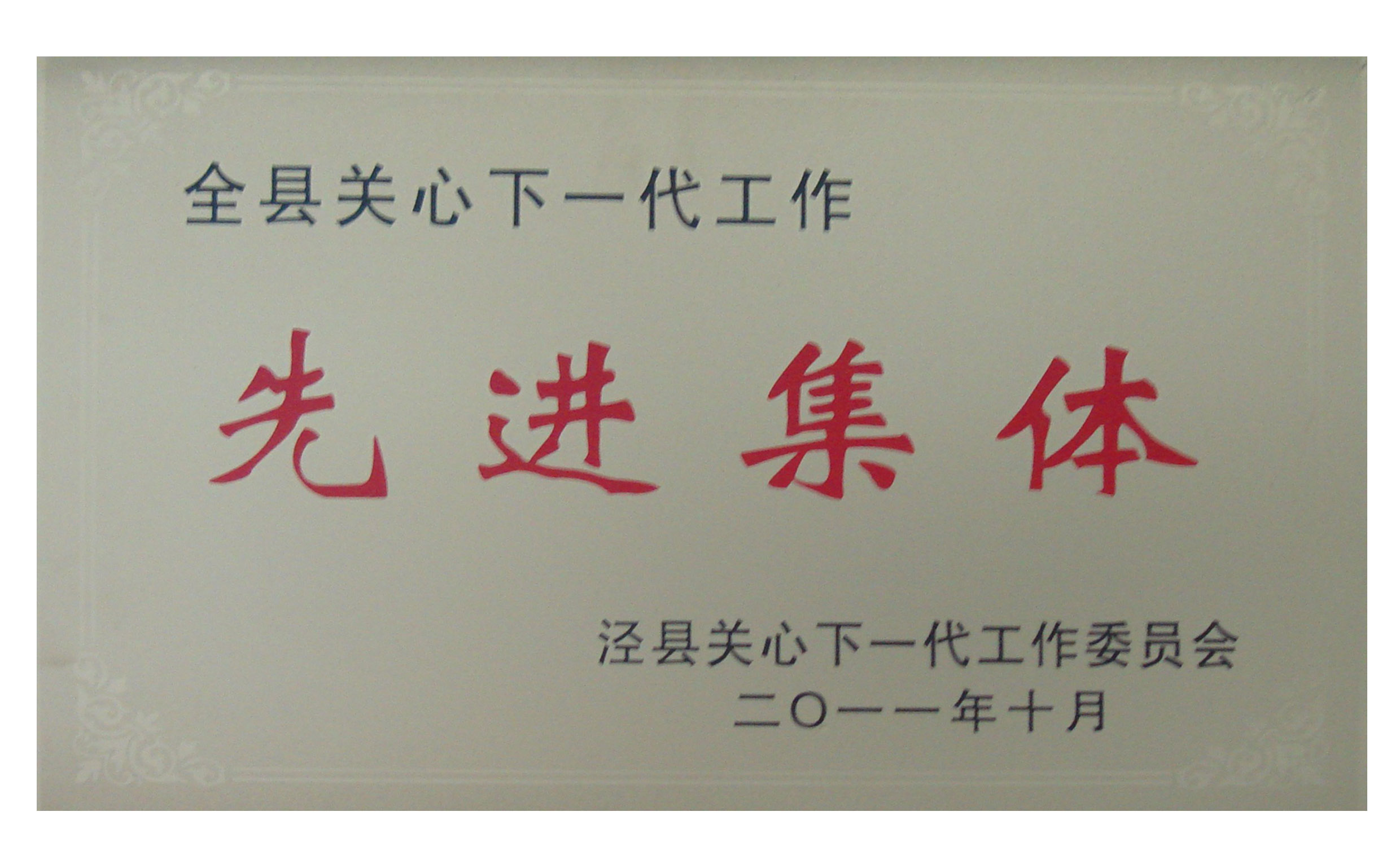 公司荣获泾县&ldquo;关心下一代工作先进集体&rdquo;荣誉称号